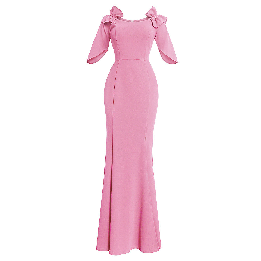 European and american export african women's evening gown elegant long one-shoulder mermaid host dress long skirt