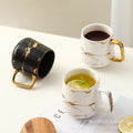 Minimalist ins style mug with lid and spoon - large capacity, nordic design, gold trim ceramic mug - wholesale for couples' gifts