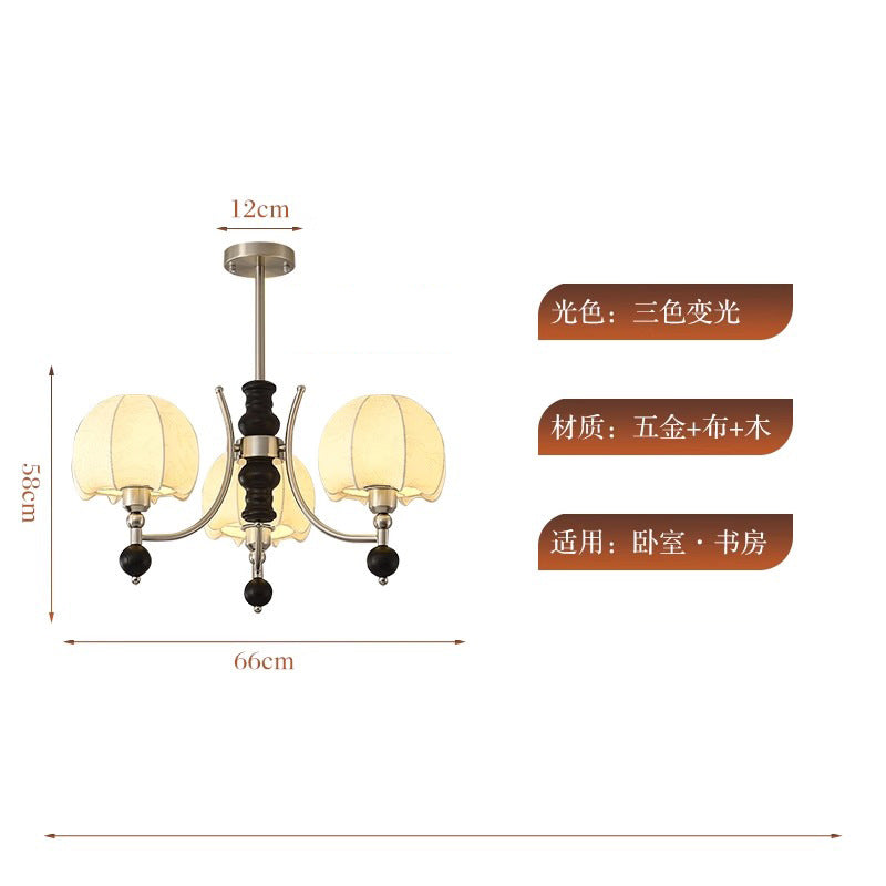 [Strict selection] American retro chandelier medieval Nanyang style advanced sense solid wood wabi-sabi living room study fabric lamps