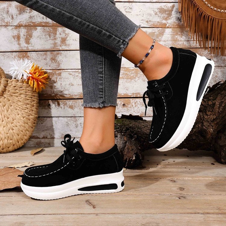 Exportcasualplus size 43 tie back heightening women's shoes autumnew arrival women's outwearplaid soft bottom flatsflats