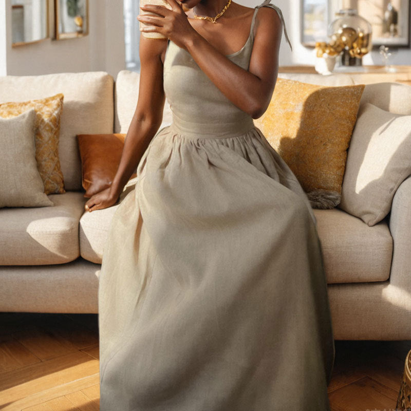 cross-border e-commerce women's fashion: european and american summer new arrivals - elegant and sexy strappy backless cami dress
