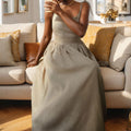 cross-border e-commerce women's fashion: european and american summer new arrivals - elegant and sexy strappy backless cami dress