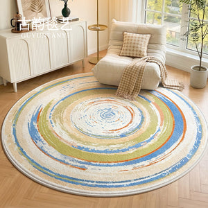 Round living room rug dopamine color new imitation cashmere high-end thickened bedroom floor mat waterproof and stain-resistant