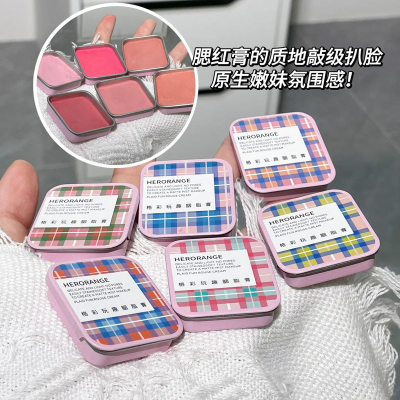 HERORANGE~ Small Iron Box Jelly Blush Mud Cream Pure Desire Cute Natural Nude Makeup Student Matte Whitening Rouge