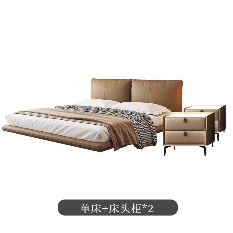 Master bedroom floating king size bed 1.8m upholstered high-end elegant wedding bed italian minimalist double genuine leather bed