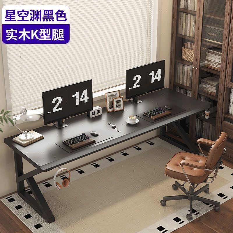 Solid wood large panel computer desk - desktop bedroom home office desk - extended length workstation - double gaming table