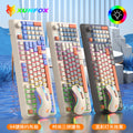 Dazzling silver fox k820 wired gaming keyboard and mouse combo - knob, mechanical feel, for office, desktop, and laptop use