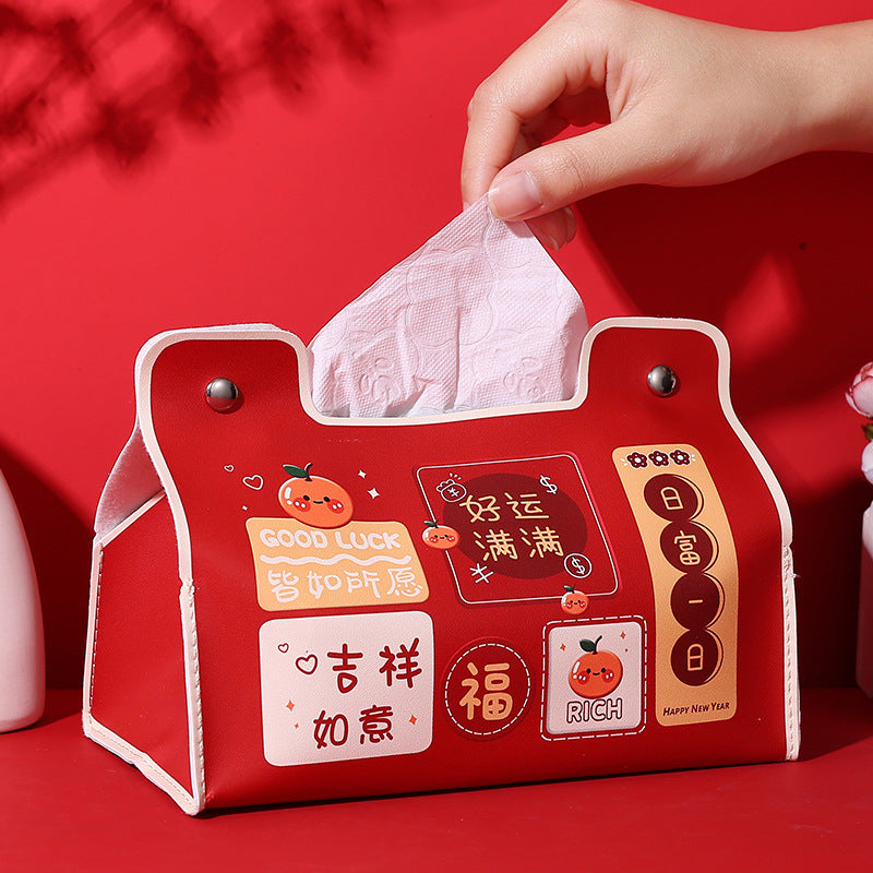 New Year's Geely Tissue Box Festive Creativity Cute Carton Household Living Room Dining Table Restaurant Car Universal Storage
