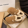 Thick sole birkenstock short snow boots for women fleece-linedheattechpopular slip-on autumn winter2025new arrival bean cotton shoes