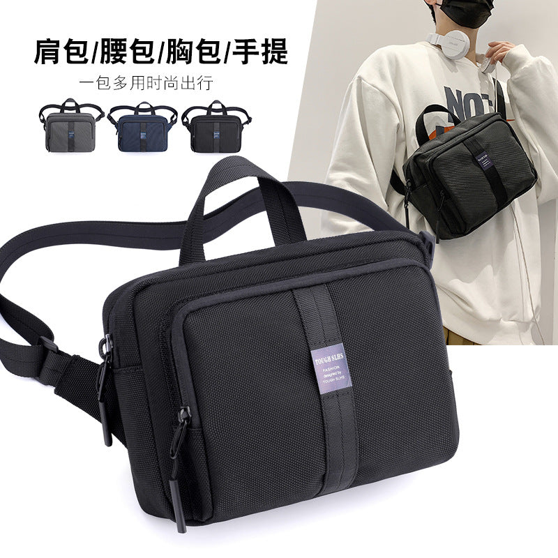 Cross-border new trendy men's messenger bag, simple function bag, multi-functional digital storage bag, outdoor breast bag, shoulder bag.