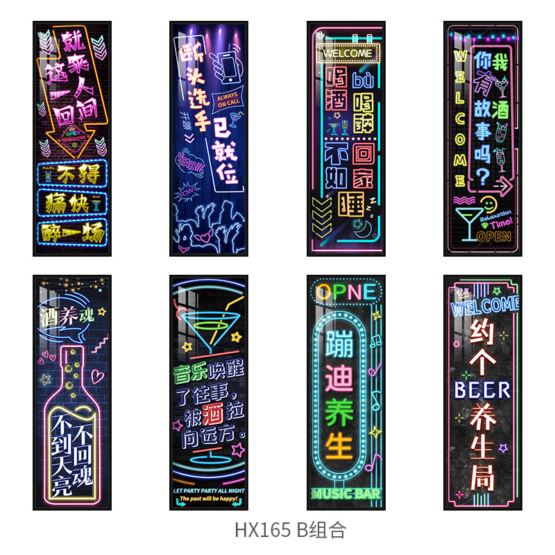 Neon lighting hanging pictures bar wall decoration clear bar led light luminous ktv barbecue hotel drinking box mural