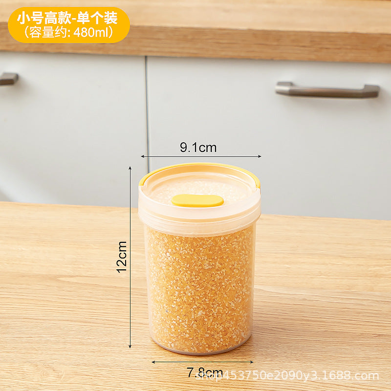 Kitchen Refrigerator Grains Plastic Sealed Jar Transparent Multifunctional Desktop Sundries Round Storage Box with Lid