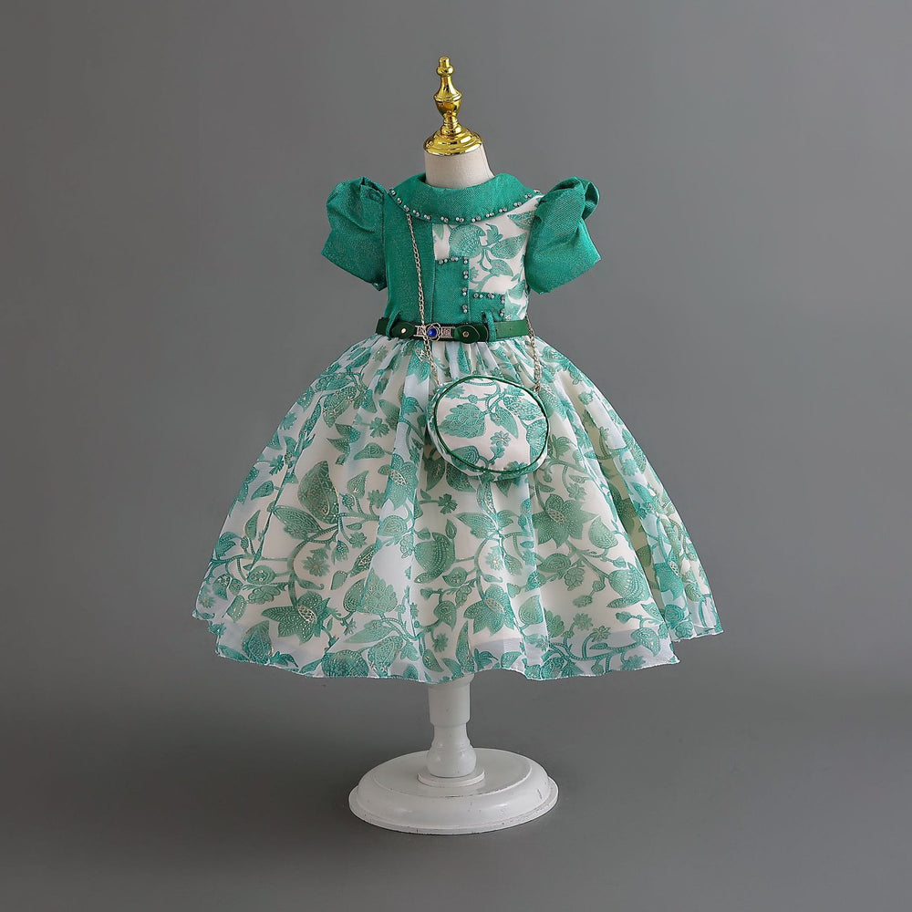 wholesale of ready-to-ship children's formal dresses, chiffon princess dresses with matching bags, girls' dresses