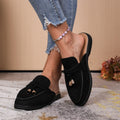 European and american slippers  spring new women's closed-toe half slippers outer wear slip-on mules casual half slippers