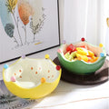 Creative ceramic orange fruit plate salad bowl for home living room stainless steel fork ins good-looking storage bowl