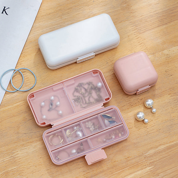 Portable Desktop Jewelry Storage Box Mini Cute Earrings Jewelry Box Necklace Ring Plastic Grid Storage Box