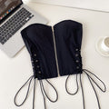 Sexy hot girl style pure color strappy tube top vest women's springoutwear waist slimming look silm waist style tops