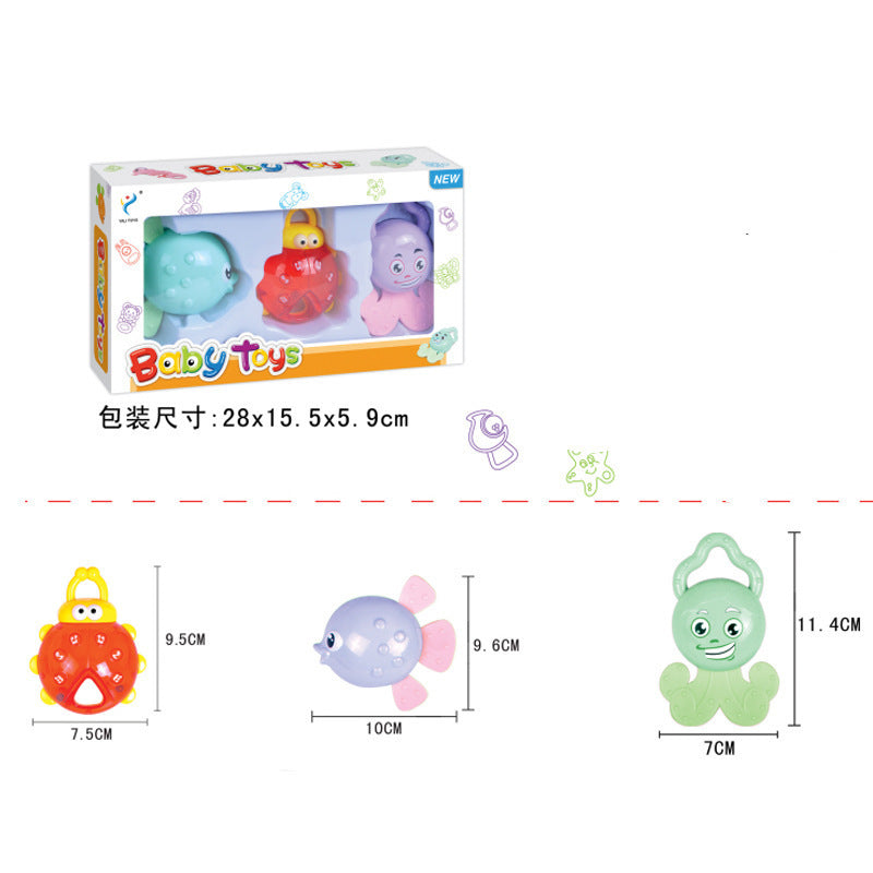 Cross-border  baby grab ball rattle cartoon fun hand rattle box set, baby small rattle toy