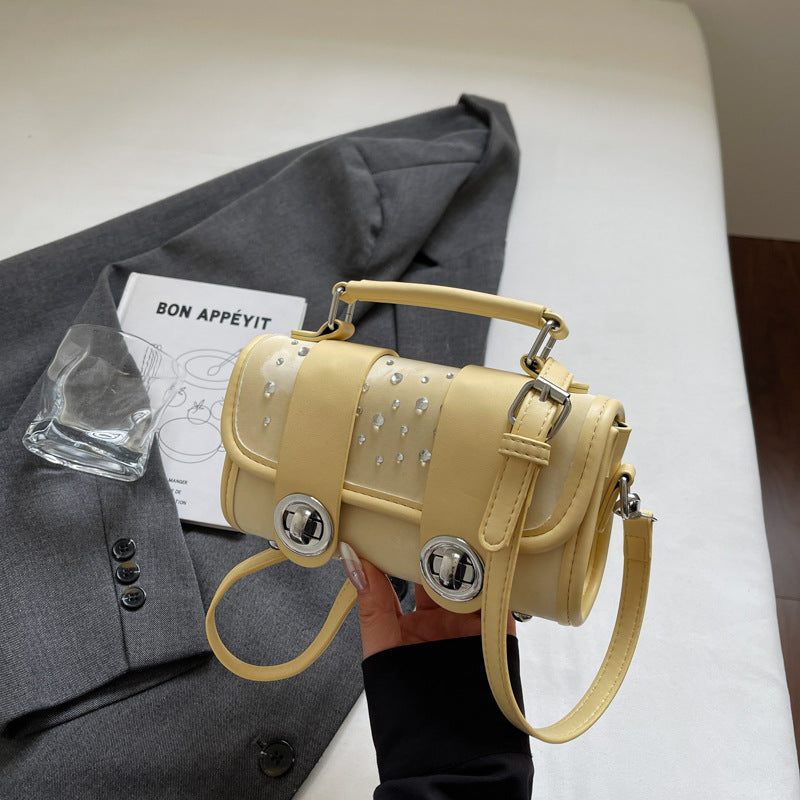 Fashion niche design diamond-encrusted small square bag 2025 summer new fashionable foreign style Cambridge bag simple shoulder messenger bag
