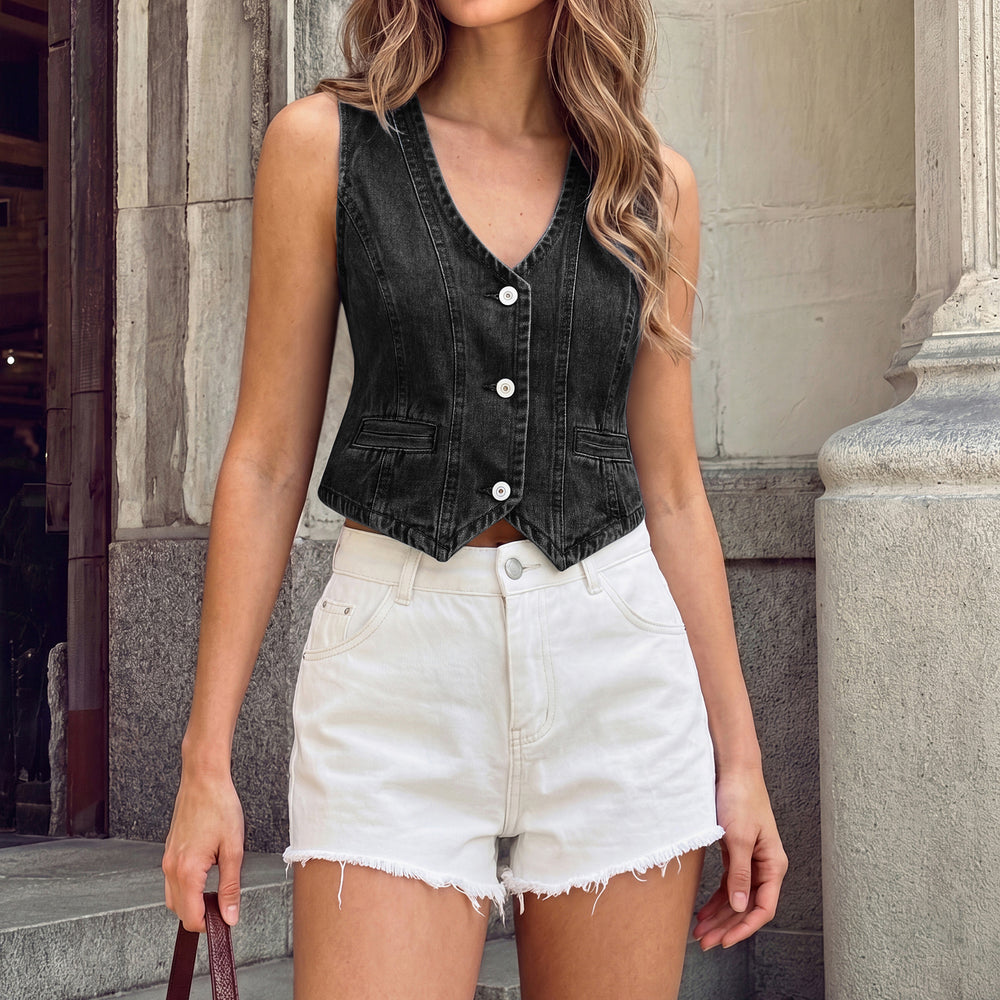 Fashionexport cross-border women's clothing new arrival  independent station washed denim vest hot girl vest tops women's trendy