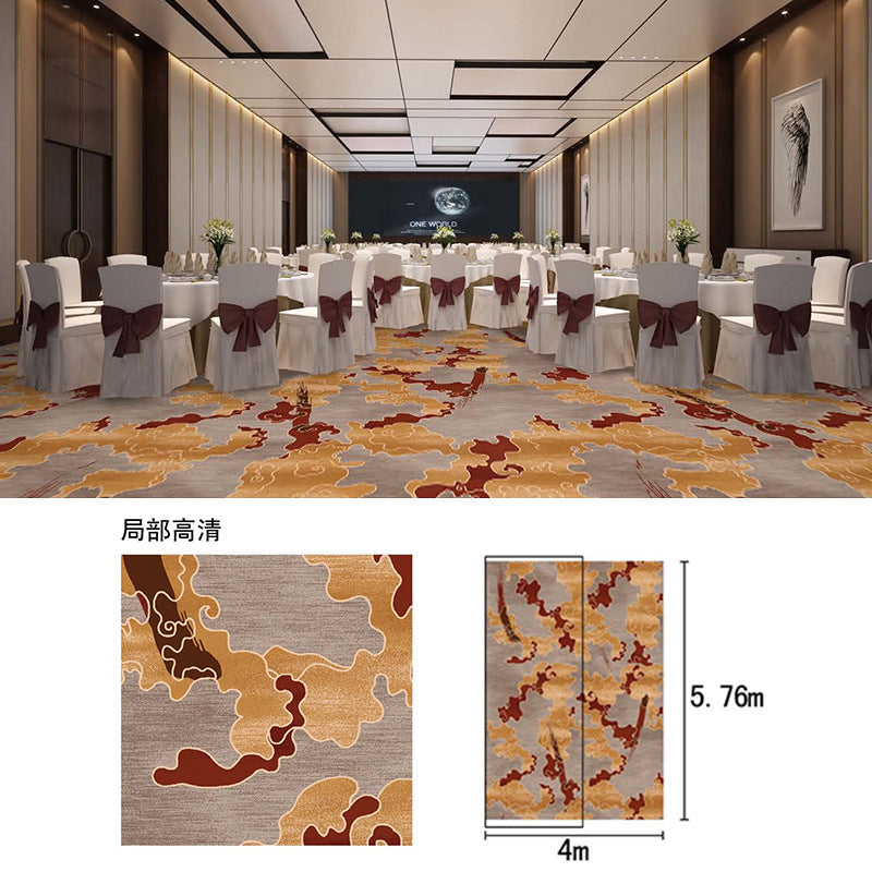 New chinoiserie hotel banquet hall carpet nylon 800g thickened fire retardant 4m large sheets whole patchwork commercial