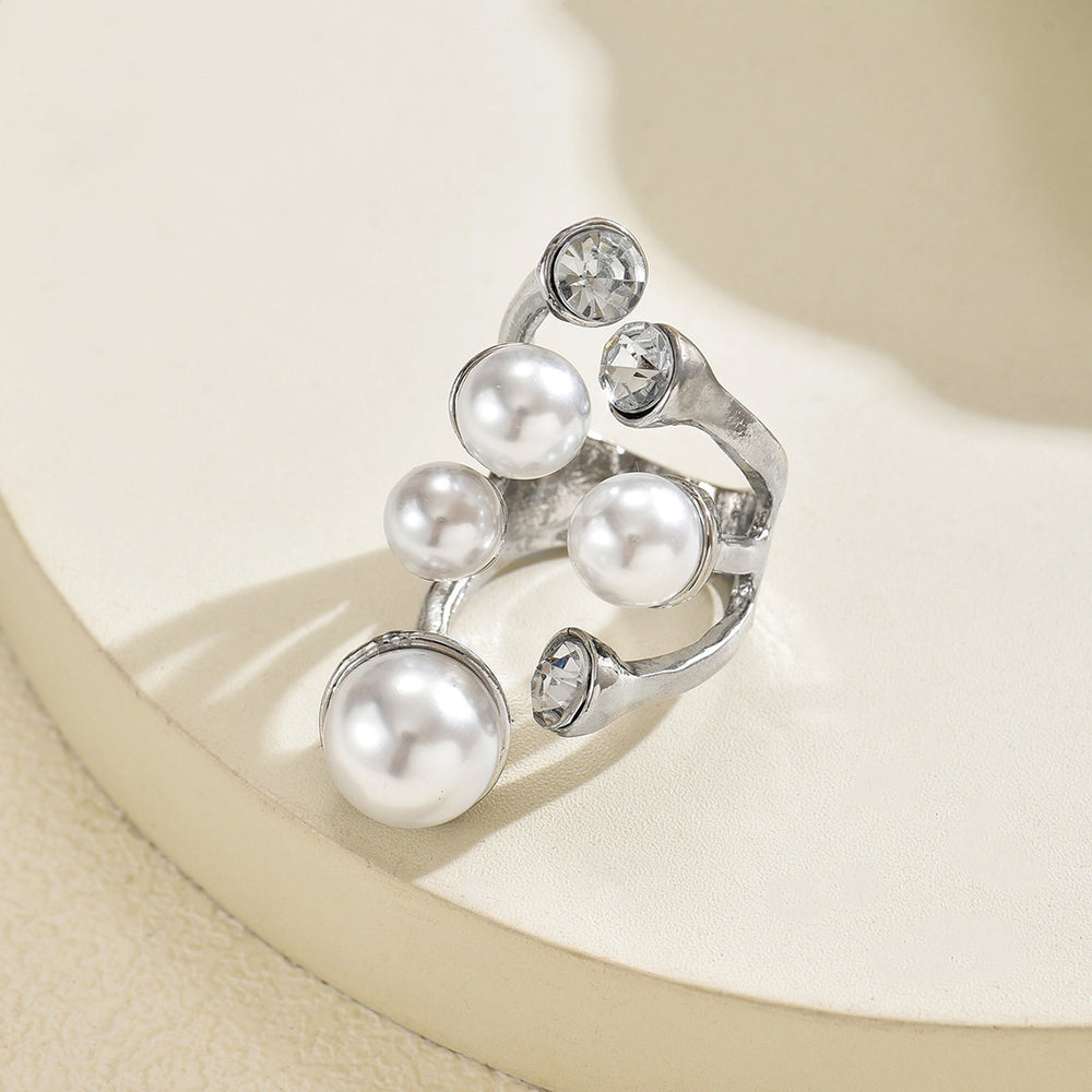 Wholesale pearl ring sets - european & american cross-border vintage faux pearl irregular high-end ring jewelry for women