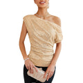 fashion cross-border new women's  dress - trendy sexy one-shoulder sequin mini dress/evening gown
