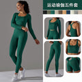 European and american cross-border new seamless five-piece jacquard knit yoga set - high-waisted, butt-lifting leggings, workout outfit