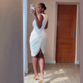 European and american cross-border women's fashion:  summer new arrivals - sexy and elegant deep v-neck sleeveless ruched bodycon mini dress