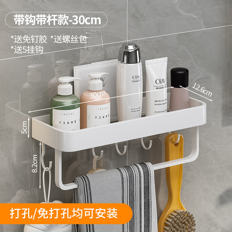White Toilet Shelf Bathroom Space Aluminum Mirror Front Rack Toilet Wash Table Towel Rack Storage No punching