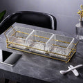 3-compartment fruit plate with transparent water ripples + iron frame, thickened plastic