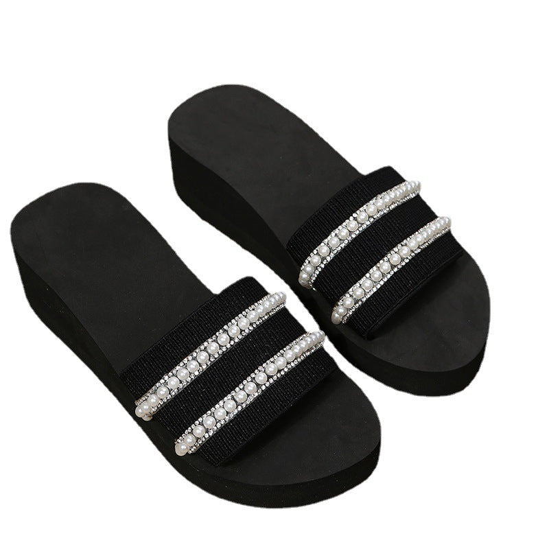 New arrival slippers for women summeroutwearfashion pearl soft bottom xiaohongshu flip-flops fairy cool slippers wholesale dropshipping