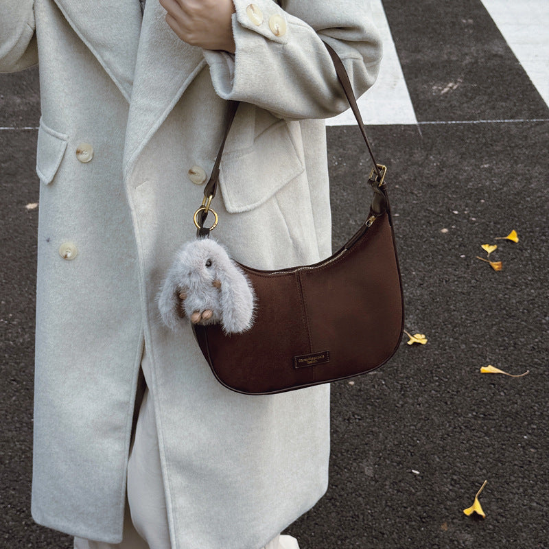 Retro frosted shoulder bag for women new arrival2025fall and winter atmosphere easiest for match armpit bag trendy texture crossbody bag