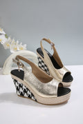 Exportnew arrival wedge woven hemp rope high heel fish mouth back hollow sandals casualwaterproof platform thick sole high heel women's shoes