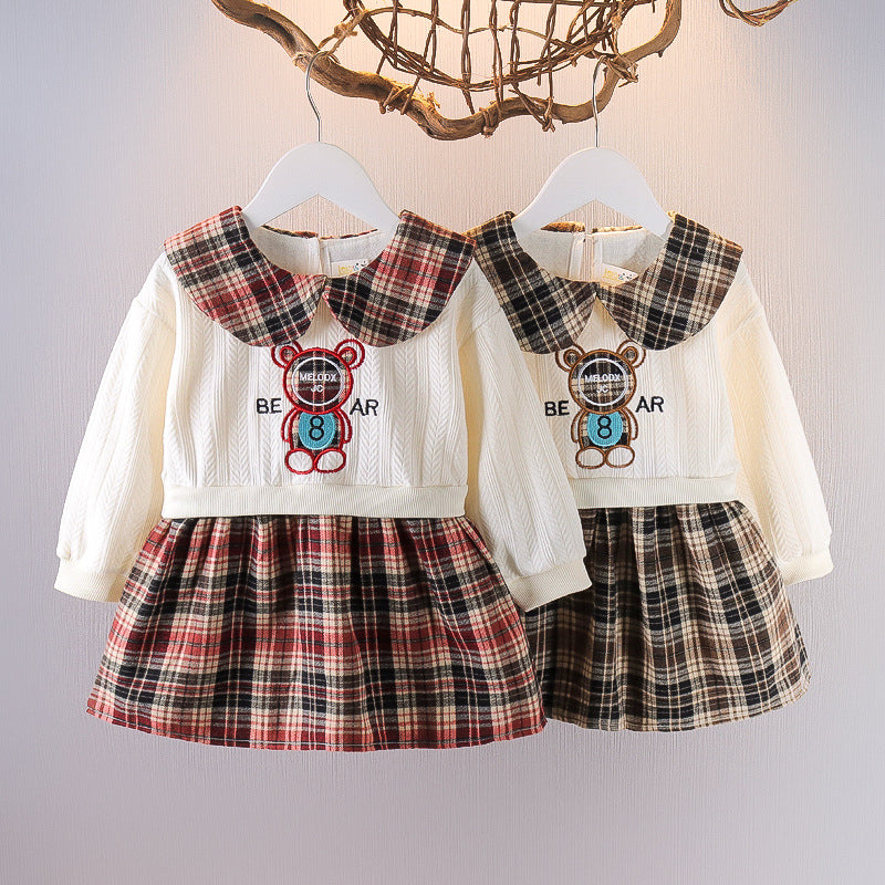 Girls' preppy plaid dress - stylish autumn/winter princess dress for baby girls - korean fashionable autumn outfit