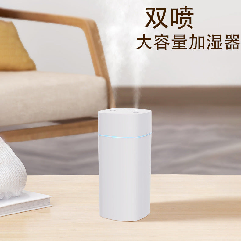 Dual nozzle humidifier - compact, portable, desktop mini humidifier for home, bedroom, mist, moisturizing, air purifying humidifier