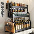 Gunmetal kitchen spice rack - countertop organizer for utensils, chopsticks, knives, salt, and condiments - multi-tier storage shelf
