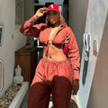 European and american style women's fall  new collection: sweet & fresh turn-down collar long sleeve cropped shirt and high-waisted straight-leg pants two-piece set