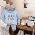 Kidsfall and wintershu velvet 320gthickenedpure cotton autumn clothes and long pants home clothes suit class a boneless baby set of two pieces