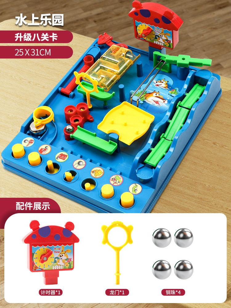 Jungle adventure marble run track tabletop game - 3-6 year old boys' marble maze educational toy