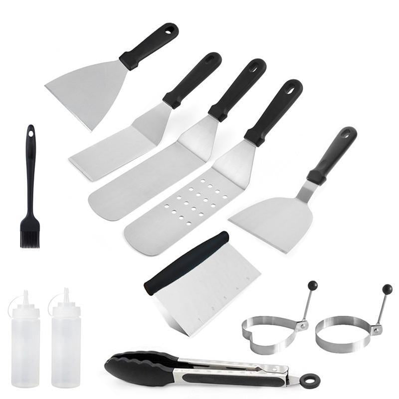 Cross-border spot stainless steel barbecue set, outdoor barbecue tools BBQ grill cooking shovel iron plate grill shovel grill fork