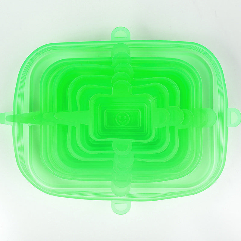 Silicone fresh-keeping lid, food-grade silicone food container lid, silicone fresh-keeping cover, smiley face sealing lid, food wrap - cross-border