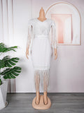new european and american plus size women's clothing for cross-border e-commerce: african-style rhinestone and tassel dress for  and