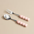 Heart-shaped ceramic stainless steel fork and spoon set - high-temperature underglaze decoration - wedding & celebration dinnerware - wholesale