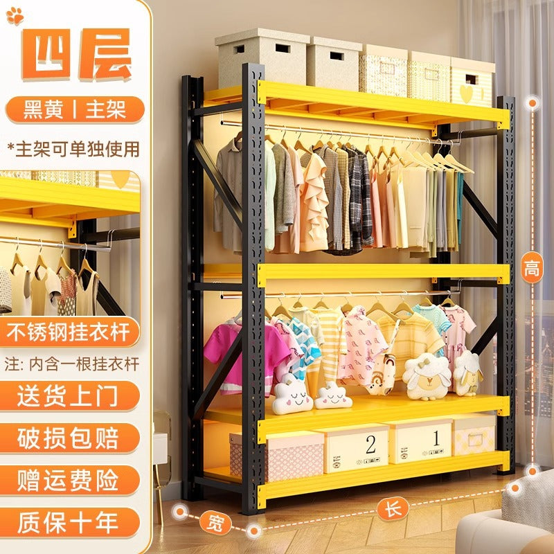 For homeshelves wardrobe bedroom simple assembly coat rack open floor standing hole board angle steel clothes rack storage rack