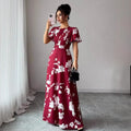 women's mid-length printed pullover dress - new summer floral elegant maxi dress