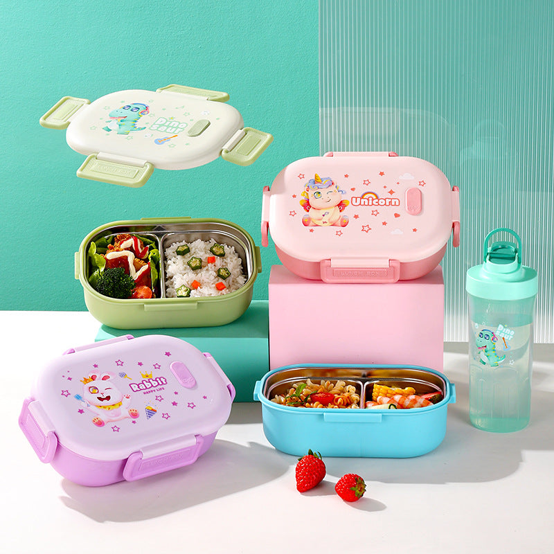 Special kids lunch box for primary school students 304 stainless steel thermal insulation student school cartoon single layer compartment lunch box