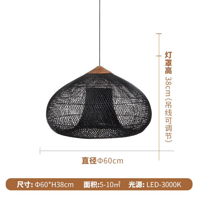 Wabi Silent Wind Retro Chandelier B & B Restaurant Tea Room Catering Clothing Store Rattan Designer Solid Wood Japanese Decorative Light