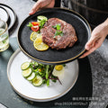 Japanese-style western dinner plates, creative steak plates, western dinner plates, creative black matte steak plates, commercial glossy white plates