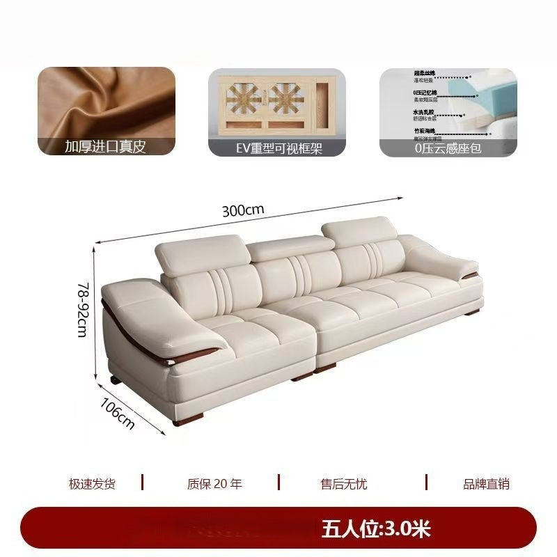 2025 new genuine leather sofa set, modern leather furniture for home living room, top grain cowhide sofa